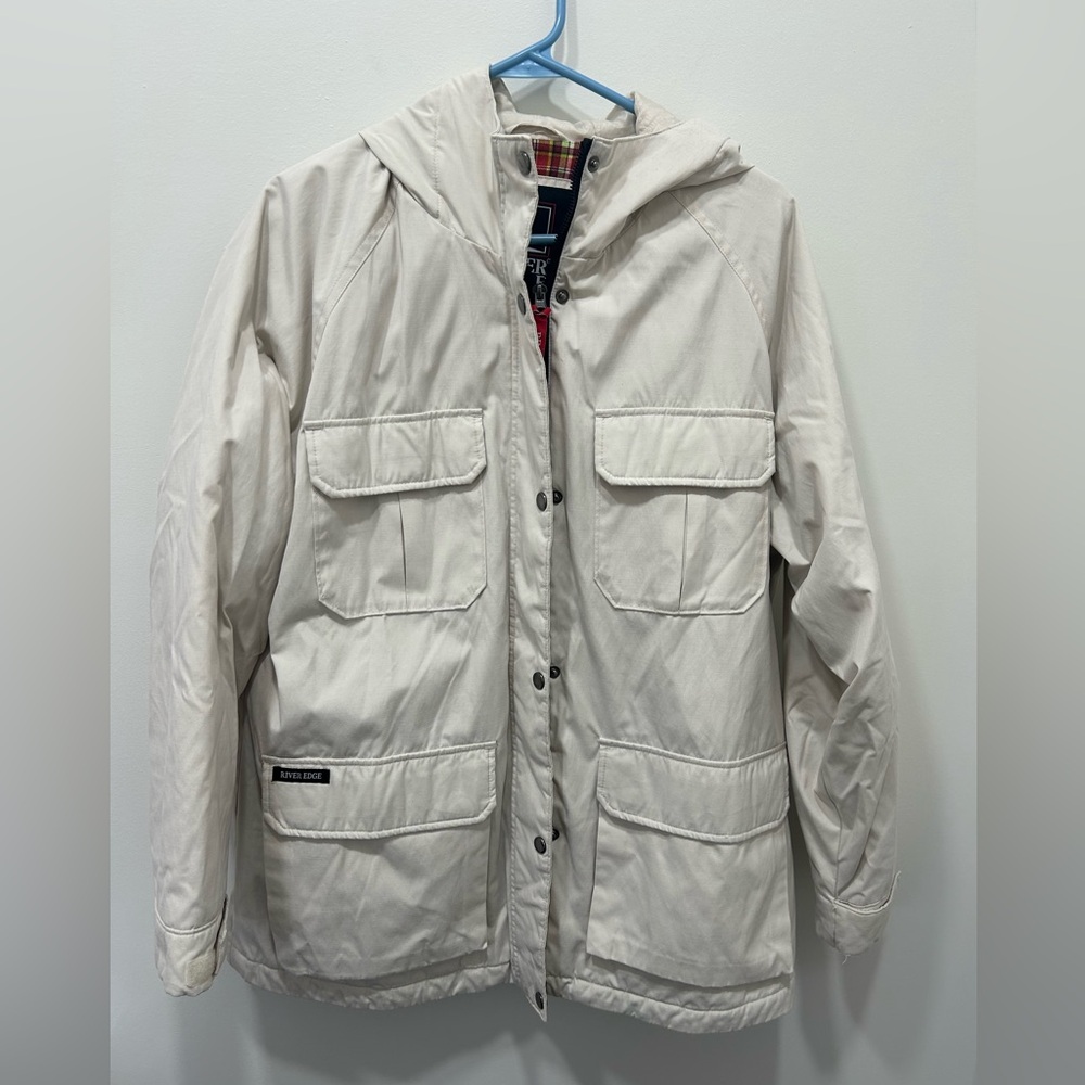 River Edge Jacket‎ Size XL Ivory White By Zeroxposur Women’s Plaid Vintage